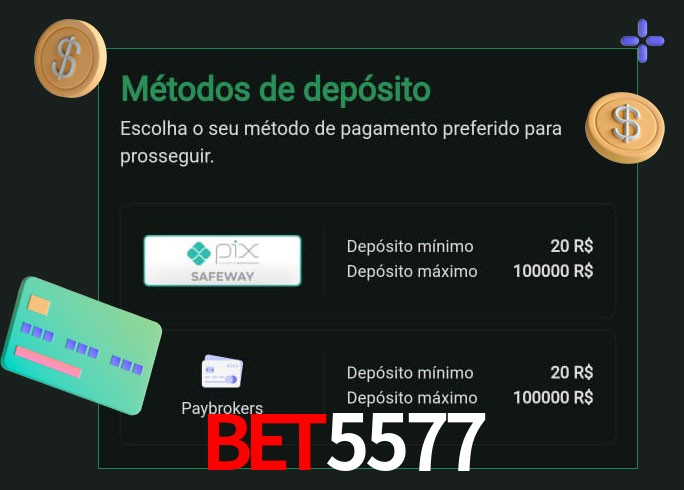 O cassino BET5577 oferece uma grande variedade de métodos de pagamento